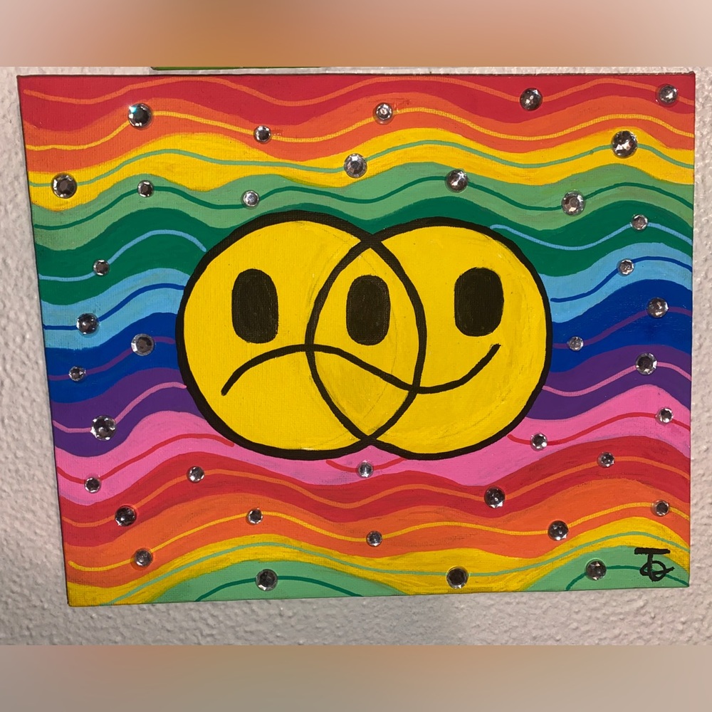 Trippy double smiley face painting